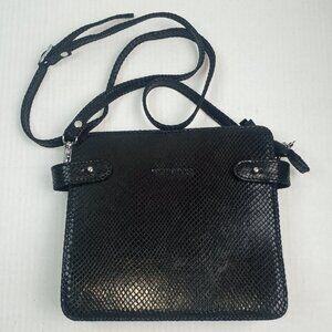Neuville Mama Bag Black Textured 100% Leather Crossbody Purse